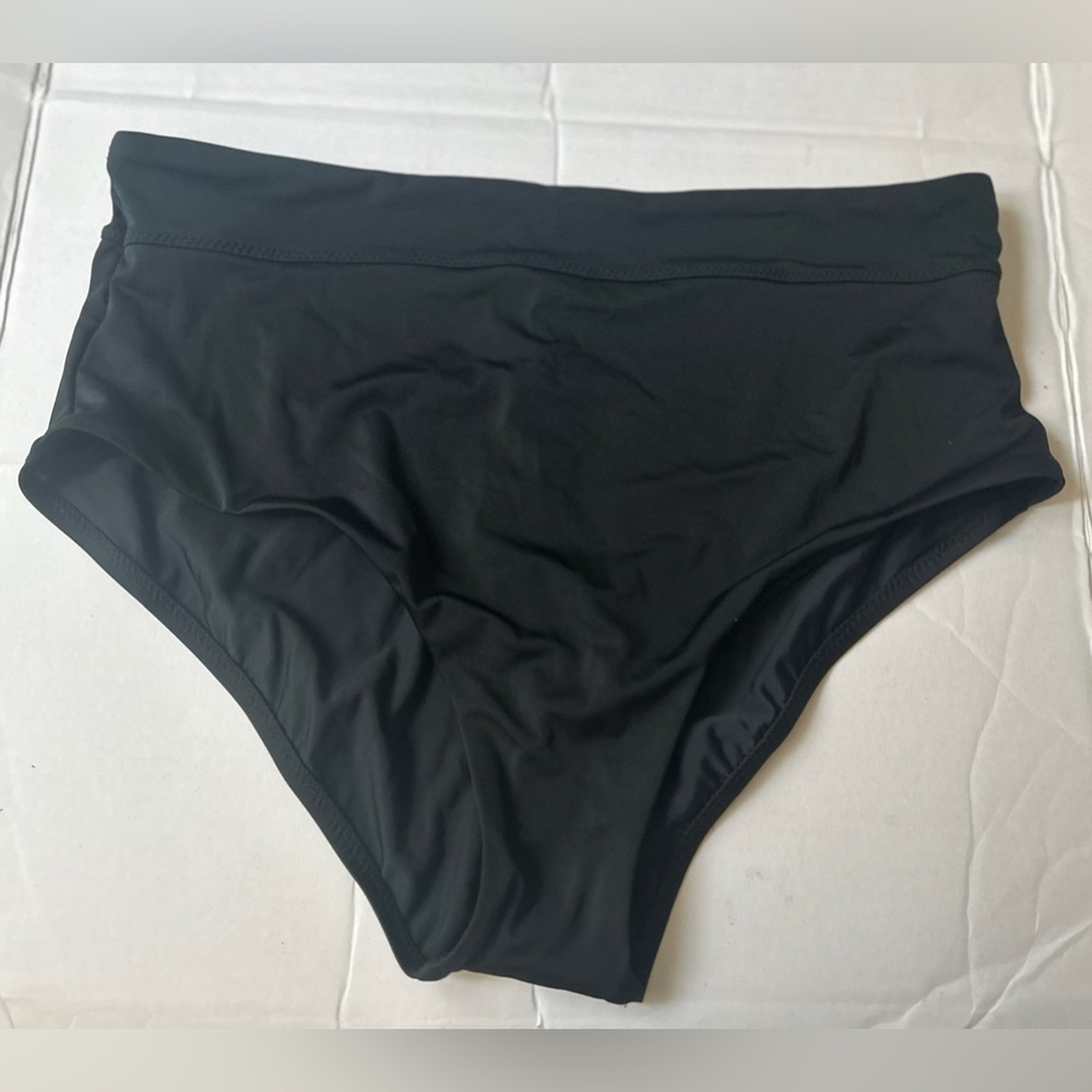 NWT Women’s Black High-Waist Bikini Bottom Size XL Full Coverage